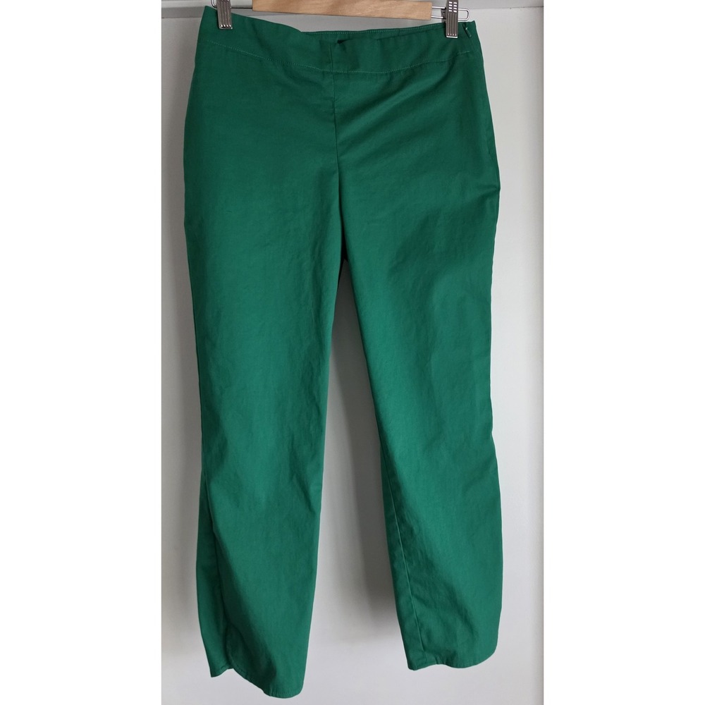 Talbots Cropped Pants Size 4 Green Solid Casual Cotton Women Trousers Slacks